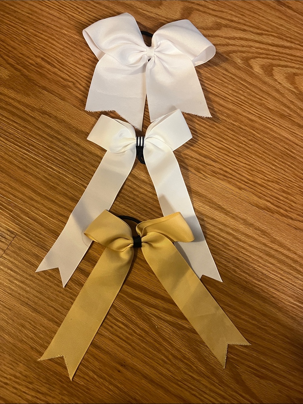 Gorgeous Lot of Cheer Bows or Ribbons Two white; one is light gold